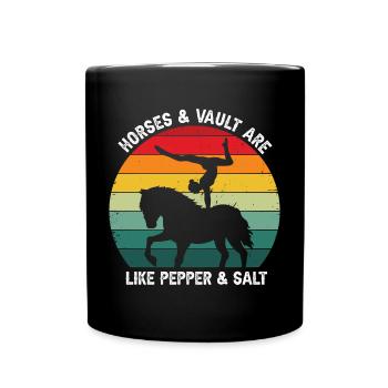 Voltigieren Design und Voltigieren Pferde Designs - Tasse einfarbig - Schwarz - Vorne