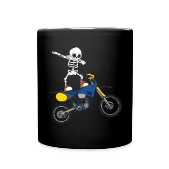 Dabbing Skeleton Motocross Motocycliste Motard - Mug uni - noir - Devant