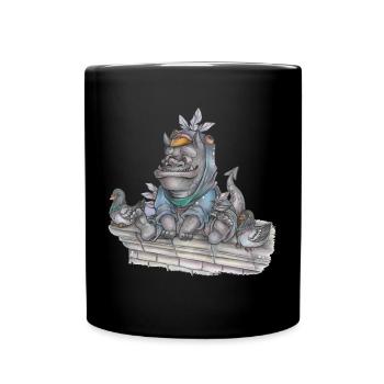 Cute Gargoyle mit Tauben Freunde Kostüm - Tasse einfarbig - Schwarz - Vorne