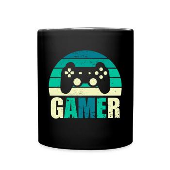 Gamer Vintage Sunset Gaming Controller - Mug uni - noir - Devant