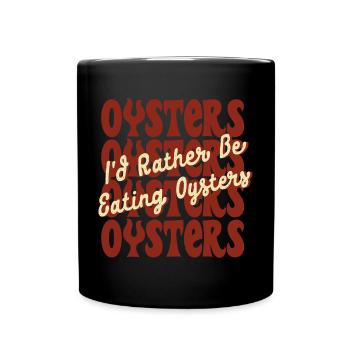 Manger des huîtres et boire du vin - Mug uni - noir - Devant
