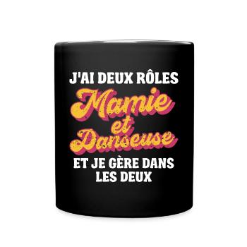 mamie danseuse je gère rétro 80s humour - Mug uni - noir - Devant