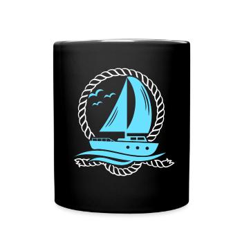 Sailboat Boat rope Sailing Boater Sailor - Full Colour Mug - black - Front