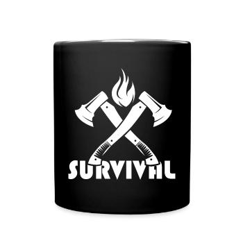 Logo de l’icône de bûcheron de feu de bois de hache de survie - Mug uni - noir - Devant