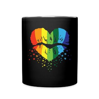 Regenbogen LGBT Schwul Lesbisch T-Shirt - Tasse einfarbig - Schwarz - Vorne