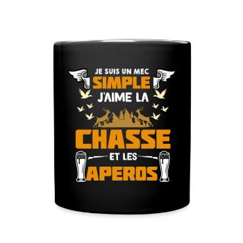 Mec Chasse Et Apéro Le Vrai Bonheur Cadeau - Mug uni - noir - Devant