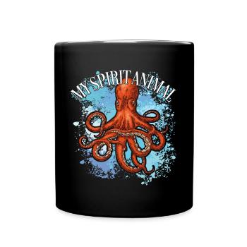 Oktopus ist mein Lieblingstier - Tasse einfarbig - Schwarz - Vorne