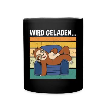 Wird Geladen... Süßes Faultier - Tasse einfarbig - Schwarz - Vorne