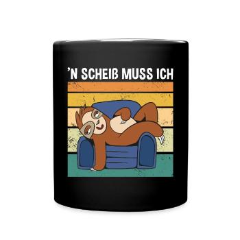 N Scheiß Muss Ich Süßes Faultier - Tasse einfarbig - Schwarz - Vorne