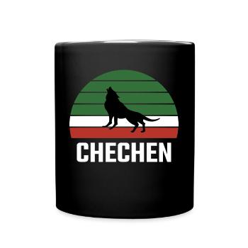 Chechnya Chechen Chechnya Borz Wolf Flag - Full Colour Mug - black - Front