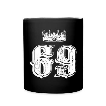 69 Zahl Krone - Tasse einfarbig - Schwarz - Vorne