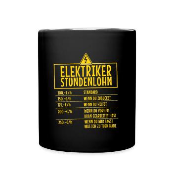 Elektriker Strom Elektrizität Elektrotechnik - Tasse einfarbig - Schwarz - Vorne