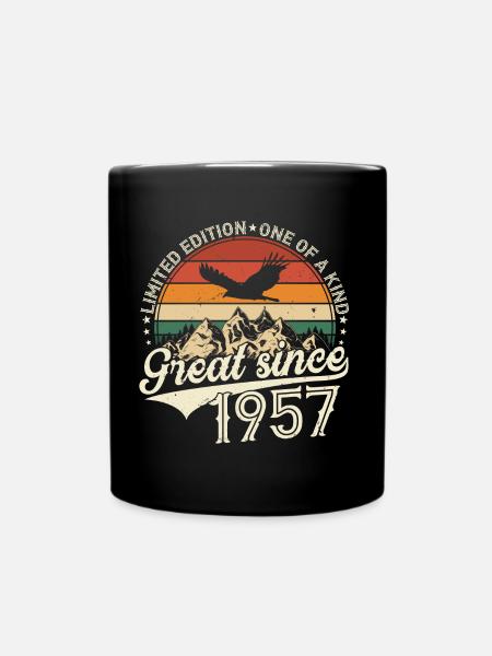 1957 Jahrgang geboren Vintage Geburtstag Geschenk - Tasse einfarbig - Schwarz