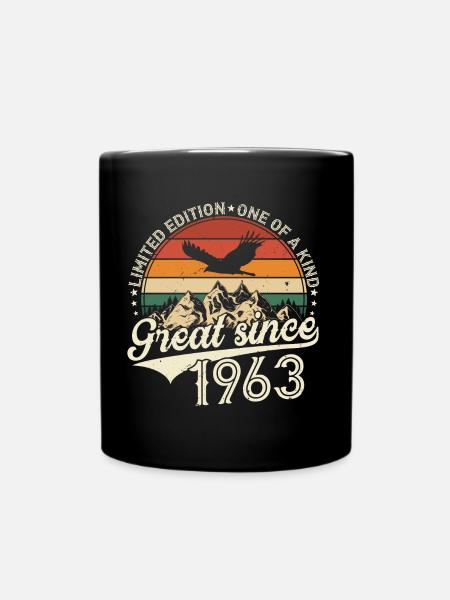 1963 Jahrgang geboren Vintage Geburtstag Geschenk - Tasse einfarbig - Schwarz