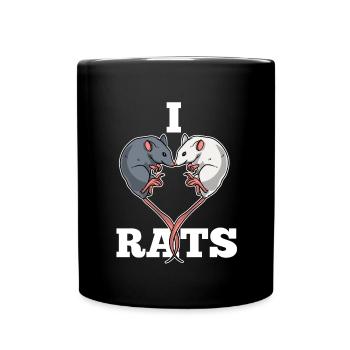 I Love Rats Ratte Ratten Nagetier Haustier - Tasse einfarbig - Schwarz - Vorne