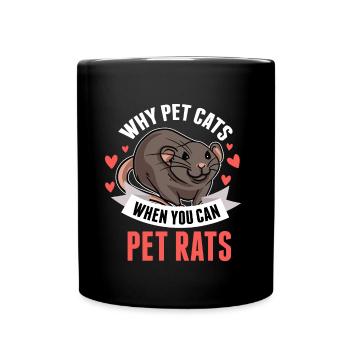 Ratte Nagetier Rats Haustier Ratten - Tasse einfarbig - Schwarz - Vorne