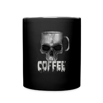 Heavy metal punk coffee skull - Full Colour Mug - black - Front