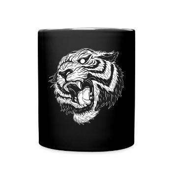 Skull Skull Horror Skeleton Halloween Tiger - Full Colour Mug - black - Front