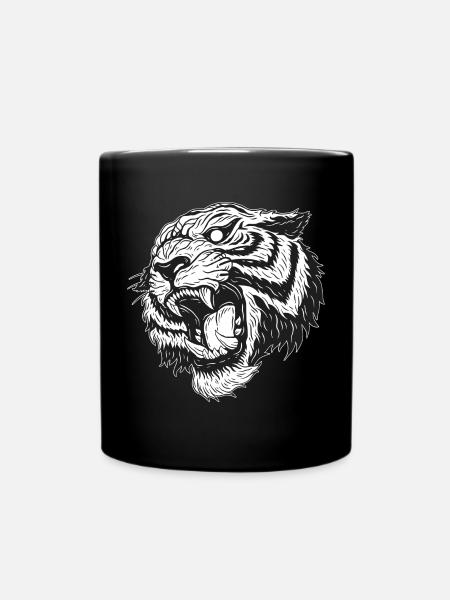 Crâne Crâne Horreur Squelette Halloween Tigre - Mug uni - noir