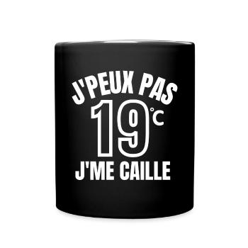 hiver, j'ai froid, je me caille, énergie - Mug uni - noir - Devant