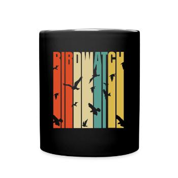Vogelbeobachtung Retro Vogelbeobachter Singvogel - Tasse einfarbig - Schwarz - Vorne