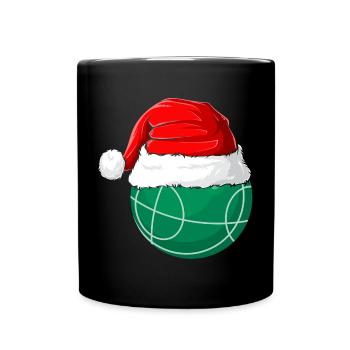 Weihnachten Weihnachtsmannmütze Weihnachts Boccia - Tasse einfarbig - Schwarz - Vorne