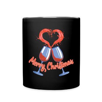 Frohe Weihnachten süßes Herz Cheers Weinglas Weihnachten - Tasse einfarbig - Schwarz - Vorne