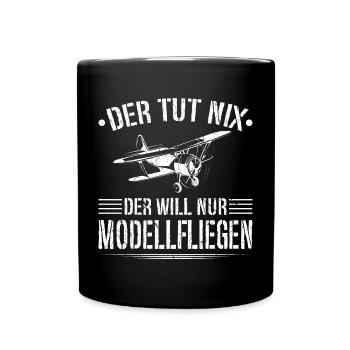 Der Tut Nix Modellfliegen Modellbau Modellflieger - Tasse einfarbig - Schwarz - Vorne