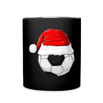 Xmas Weihnachtsmannmütze Weihnachten Fußball - Tasse einfarbig - Schwarz - Vorne
