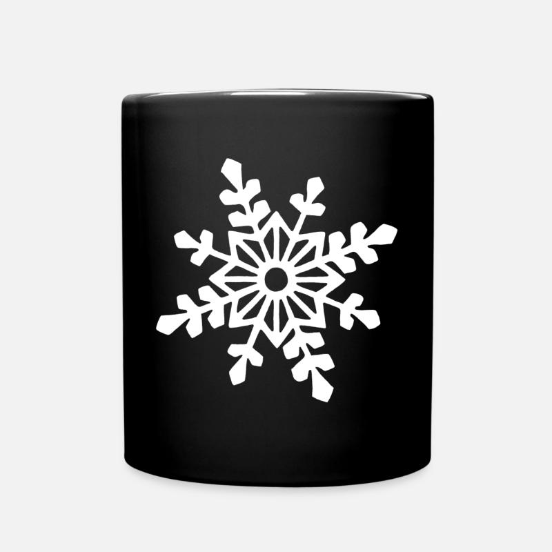 Weiße Schneeflocke - Tasse einfarbig - Schwarz