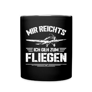 Flugzeug Flieger Piloten - Tasse einfarbig - Schwarz - Vorne