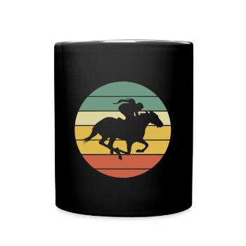 Pferde Vintage Reiten Reitsport Pony Pferdefreund - Tasse einfarbig - Schwarz - Vorne
