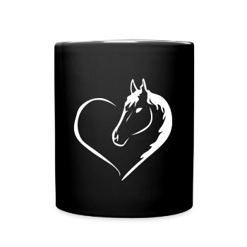Pferd Reiten Reitsport Reiter Pony Pferdefreund - Tasse einfarbig - Schwarz - Vorne