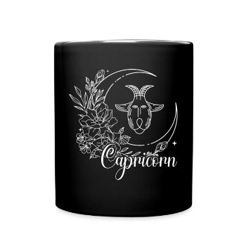 Steinbock Blumen Sternzeichen T-Shirt - Tasse einfarbig - Schwarz - Vorne