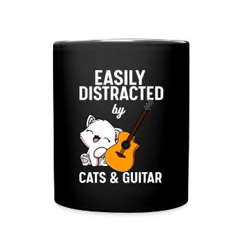 Gitarre Katze Gitarrist Musiker Guitar - Tasse einfarbig - Schwarz - Vorne