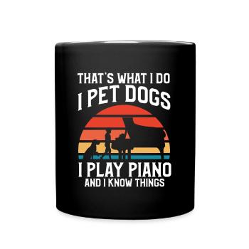 Piano Hunde Klavier Pianist Klavierspieler Piano - Tasse einfarbig - Schwarz - Vorne