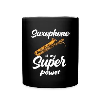 Saxophon Super Power Saxophonist Jazz Musiker - Tasse einfarbig - Schwarz - Vorne