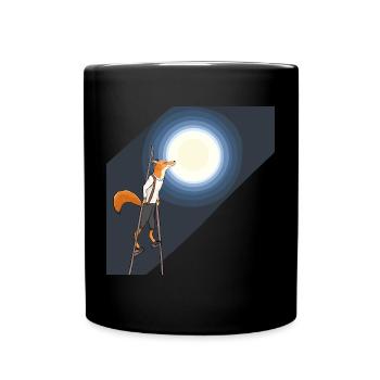 Fuchs auf Stelzen / zum Mond - Tasse einfarbig - Schwarz - Vorne