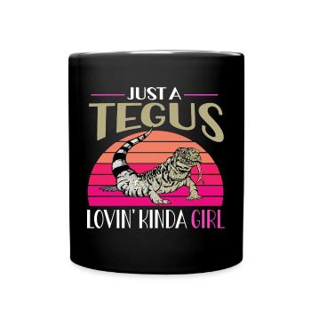 Tegu Eidechse Reptil Herpetologe - Tasse einfarbig - Schwarz - Vorne