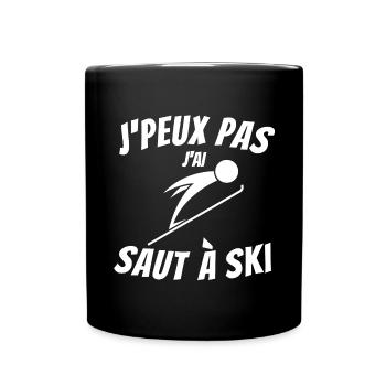 ski, ski sport, saut à ski - Mug uni - noir - Devant