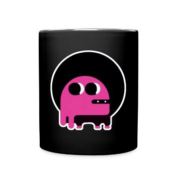 Niedliches pinkes Afro-Monster | Retro Funky Creature - Tasse einfarbig - Schwarz - Vorne