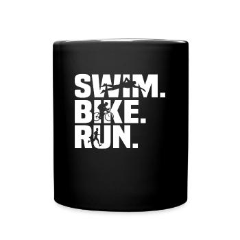 swim bike run t-shirt triathlon triathlete - Tasse einfarbig - Schwarz - Vorne