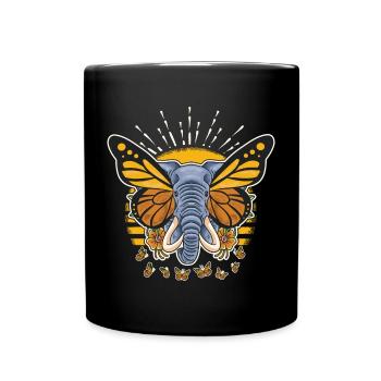 Elephant with butterfly ears Elephant lover - Full Colour Mug - black - Front