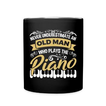 Alter Klavierspieler - Tasse einfarbig - Schwarz - Vorne