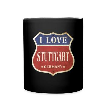 Stuttgart Deutschland Stadt I Love Vintage Retro - Tasse einfarbig - Schwarz - Vorne