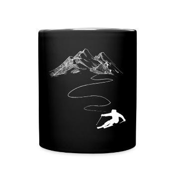 Berg - Kurvenlinie - Skifahren - (4) - Tasse einfarbig - Schwarz - Vorne