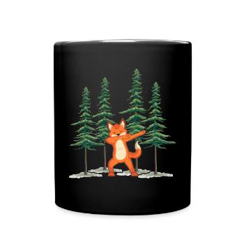 Wald shinrin yoku Waldmeditation "Fuchs im Wald" - Tasse einfarbig - Schwarz - Vorne