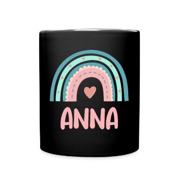 Anna Name Rainbow Baby - Full Colour Mug - black - Front