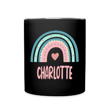 Charlotte Name Rainbow Baby - Full Colour Mug - black - Front