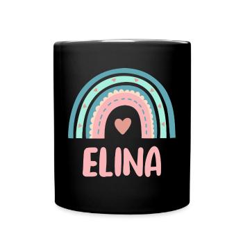 Elina Name Regenbogen Baby - Tasse einfarbig - Schwarz - Vorne